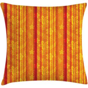 Ambesonne Christmas Throw Pillow Cushion Cover, Romantic Vintage New Year Scenery with Reindeer Tree and Star Design Image, Decorative Square Accent Pillow Case, 20″ X 20″, Brown(Orange and Yellow)