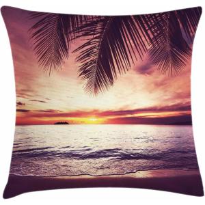 Ambesonne Christmas Throw Pillow Cushion Cover, Romantic Vintage New Year Scenery with Reindeer Tree and Star Design Image, Decorative Square Accent Pillow Case, 20″ X 20″, Brown(Yellow Maroon)