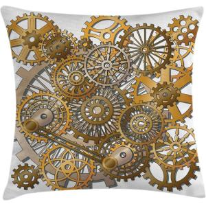 Ambesonne Christmas Throw Pillow Cushion Cover, Romantic Vintage New Year Scenery with Reindeer Tree and Star Design Image, Decorative Square Accent Pillow Case, 20″ X 20″, Brown(Orange Brown)