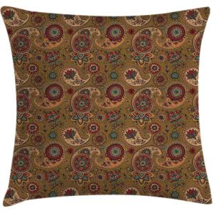 Ambesonne Christmas Throw Pillow Cushion Cover, Romantic Vintage New Year Scenery with Reindeer Tree and Star Design Image, Decorative Square Accent Pillow Case, 20″ X 20″, Brown(Pale Brown)