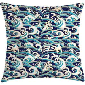 Ambesonne Christmas Throw Pillow Cushion Cover, Romantic Vintage New Year Scenery with Reindeer Tree and Star Design Image, Decorative Square Accent Pillow Case, 20″ X 20″, Brown(Blue and Turquoise)