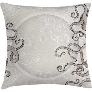 Ambesonne Christmas Throw Pillow Cushion Cover, Romantic Vintage New Year Scenery with Reindeer Tree and Star Design Image, Decorative Square Accent Pillow Case, 20″ X 20″, Brown(Dust Taupe)