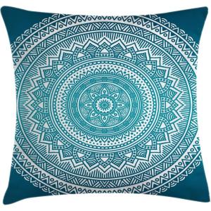 Ambesonne Christmas Throw Pillow Cushion Cover, Romantic Vintage New Year Scenery with Reindeer Tree and Star Design Image, Decorative Square Accent Pillow Case, 20″ X 20″, Brown(Dark Turquoise)