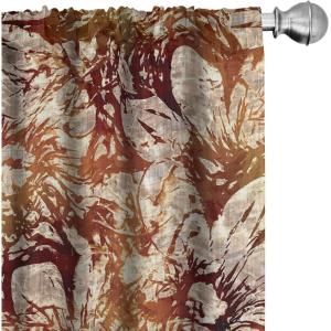 Ambesonne Floral Curtains, Neutral Design of Spring Inspired Garden Flowers Muted Tones Vintage Feels, Window Treatments 2 Panel Set for Living Room Bedroom, Pair of – 28″ x 63″, Pale Grey and White(Burgundy and Amber)