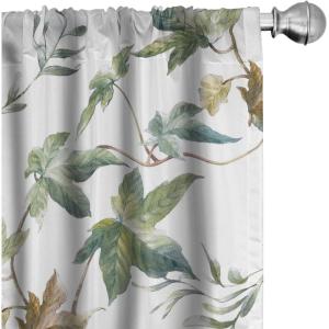 Ambesonne Floral Curtains, Neutral Design of Spring Inspired Garden Flowers Muted Tones Vintage Feels, Window Treatments 2 Panel Set for Living Room Bedroom, Pair of – 28″ x 63″, Pale Grey and White(Reseda Green and Pale Brown)