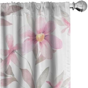 Ambesonne Floral Curtains, Neutral Design of Spring Inspired Garden Flowers Muted Tones Vintage Feels, Window Treatments 2 Panel Set for Living Room Bedroom, Pair of – 28″ x 63″, Pale Grey and White(Pastel Pink and Sage Green)