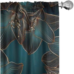 Ambesonne Floral Curtains, Neutral Design of Spring Inspired Garden Flowers Muted Tones Vintage Feels, Window Treatments 2 Panel Set for Living Room Bedroom, Pair of – 28″ x 63″, Pale Grey and White(Petrol Blue and Cinnamon)