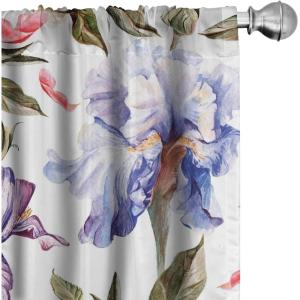 Ambesonne Floral Curtains, Neutral Design of Spring Inspired Garden Flowers Muted Tones Vintage Feels, Window Treatments 2 Panel Set for Living Room Bedroom, Pair of – 28″ x 63″, Pale Grey and White(Sage Green and Multicolor)