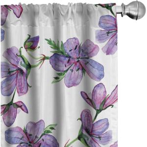 Ambesonne Floral Curtains, Neutral Design of Spring Inspired Garden Flowers Muted Tones Vintage Feels, Window Treatments 2 Panel Set for Living Room Bedroom, Pair of – 28″ x 63″, Pale Grey and White(Green Pale Purple and White)