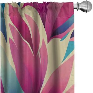 Ambesonne Floral Curtains, Neutral Design of Spring Inspired Garden Flowers Muted Tones Vintage Feels, Window Treatments 2 Panel Set for Living Room Bedroom, Pair of – 28″ x 63″, Pale Grey and White(Pink and Sea Blue)