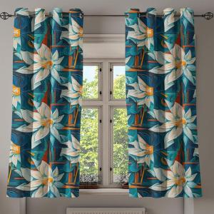 Ambesonne Geometric Grommet Curtain, Retro Design Maze Inspired Rectangles Pattern in Neutral Boho Theme, Decorative Single Panel Drapes for Bedroom Living Room, 50″ x 108″, Champagne and Mustard(Dark Teal Burnt Orange)