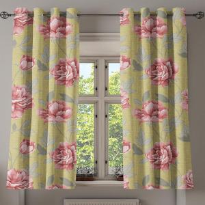 Ambesonne Geometric Grommet Curtain, Retro Design Maze Inspired Rectangles Pattern in Neutral Boho Theme, Decorative Single Panel Drapes for Bedroom Living Room, 50″ x 108″, Champagne and Mustard(Pale Pink Apple Green)