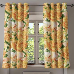 Ambesonne Geometric Grommet Curtain, Retro Design Maze Inspired Rectangles Pattern in Neutral Boho Theme, Decorative Single Panel Drapes for Bedroom Living Room, 50″ x 108″, Champagne and Mustard(Orange Green Peach)
