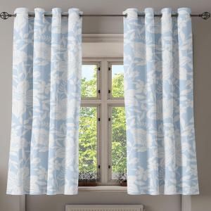 Ambesonne Geometric Grommet Curtain, Retro Design Maze Inspired Rectangles Pattern in Neutral Boho Theme, Decorative Single Panel Drapes for Bedroom Living Room, 50″ x 108″, Champagne and Mustard(Pale Blue White)