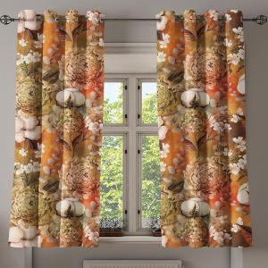 Ambesonne Geometric Grommet Curtain, Retro Design Maze Inspired Rectangles Pattern in Neutral Boho Theme, Decorative Single Panel Drapes for Bedroom Living Room, 50″ x 108″, Champagne and Mustard(Burnt Sienna and Off White)