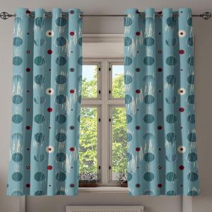 Ambesonne Geometric Grommet Curtain, Retro Design Maze Inspired Rectangles Pattern in Neutral Boho Theme, Decorative Single Panel Drapes for Bedroom Living Room, 50″ x 108″, Champagne and Mustard(Cadet Blue and Burgundy)