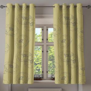 Ambesonne Geometric Grommet Curtain, Retro Design Maze Inspired Rectangles Pattern in Neutral Boho Theme, Decorative Single Panel Drapes for Bedroom Living Room, 50″ x 108″, Champagne and Mustard(Avocado Green Dark Grey)