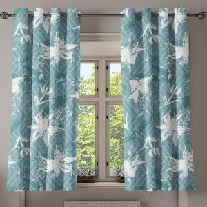 Ambesonne Geometric Grommet Curtain, Retro Design Maze Inspired Rectangles Pattern in Neutral Boho Theme, Decorative Single Panel Drapes for Bedroom Living Room, 50″ x 108″, Champagne and Mustard(Cadet Blue and Grey Teal)