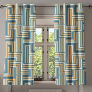 Ambesonne Geometric Grommet Curtain, Retro Design Maze Inspired Rectangles Pattern in Neutral Boho Theme, Decorative Single Panel Drapes for Bedroom Living Room, 50″ x 108″, Champagne and Mustard(Champagne and Mustard)
