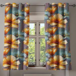 Ambesonne Geometric Grommet Curtain, Retro Design Maze Inspired Rectangles Pattern in Neutral Boho Theme, Decorative Single Panel Drapes for Bedroom Living Room, 50″ x 108″, Champagne and Mustard(Burnt Orange Cadet Blue)