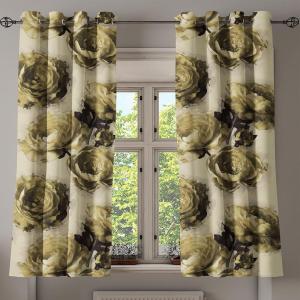 Ambesonne Geometric Grommet Curtain, Retro Design Maze Inspired Rectangles Pattern in Neutral Boho Theme, Decorative Single Panel Drapes for Bedroom Living Room, 50″ x 108″, Champagne and Mustard(Pale Khaki Olive Green)