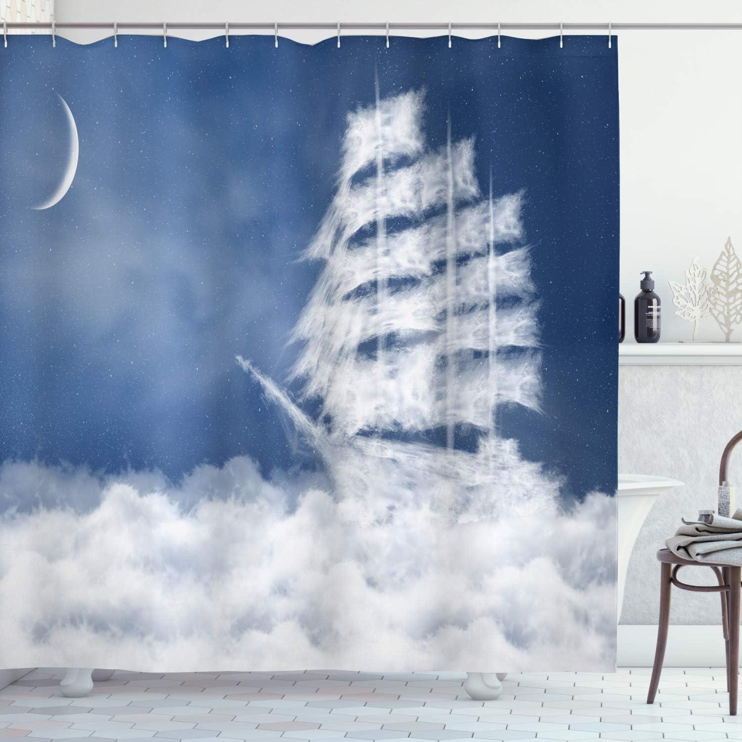 imageAmbesonne Anchor Shower Curtain Marine Sailing Sea Symbol and Grungy Rustic Planks in a Neutral Camo Tone Cloth Fabric Drape for Sea Themed Bathroom Decor Set with Hooks 69quot W x 75quot L Green KhakiBlue Cream
