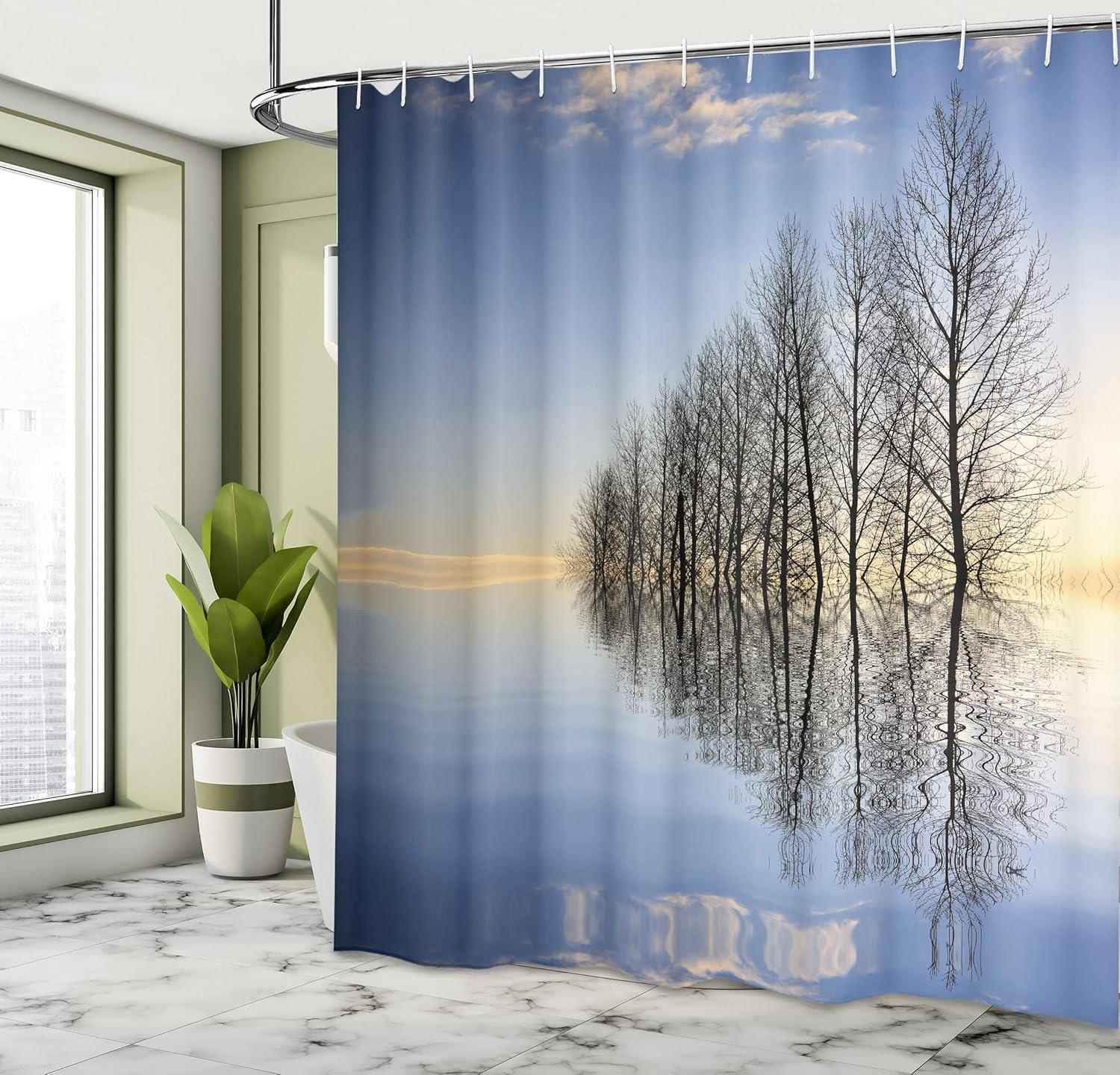 imageAmbesonne Anchor Shower Curtain Marine Sailing Sea Symbol and Grungy Rustic Planks in a Neutral Camo Tone Cloth Fabric Drape for Sea Themed Bathroom Decor Set with Hooks 69quot W x 75quot L Green KhakiBlue Brown