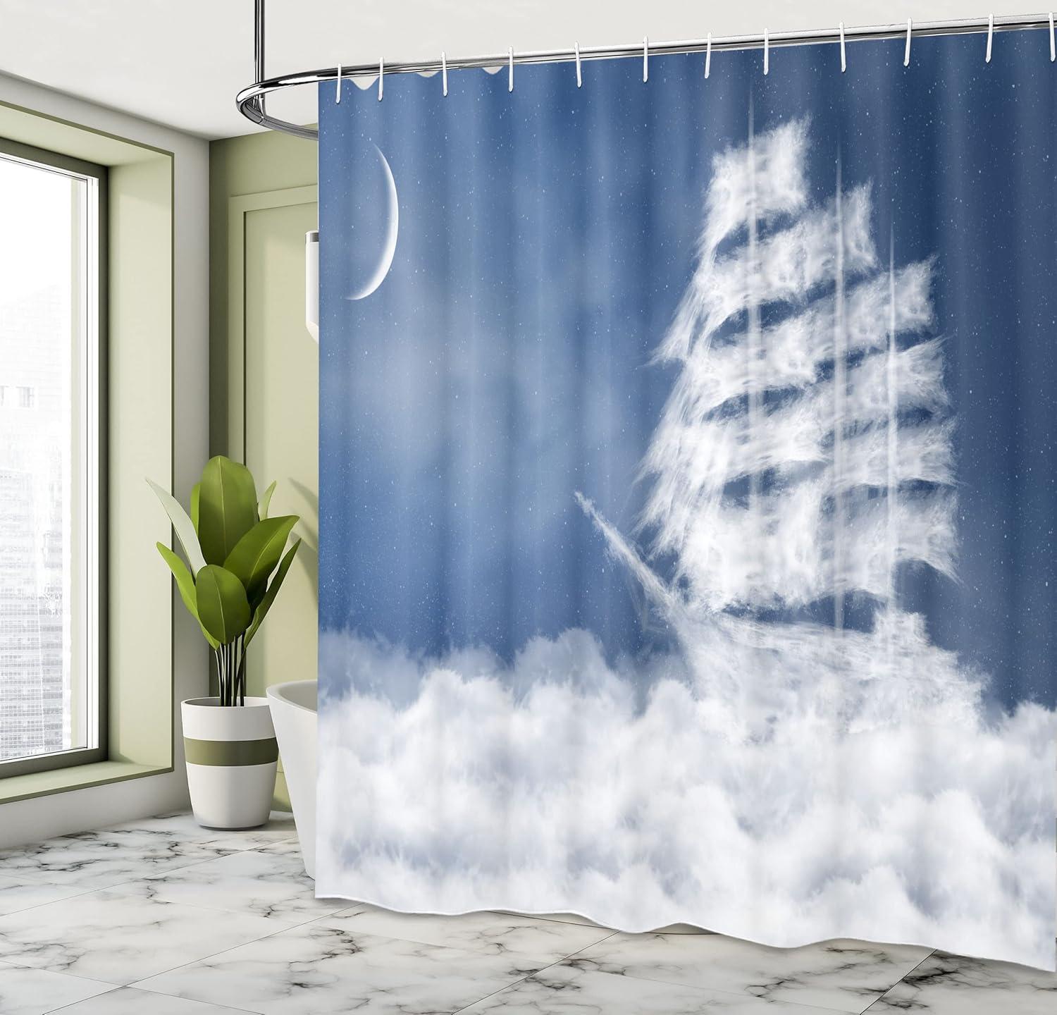 imageAmbesonne Anchor Shower Curtain Marine Sailing Sea Symbol and Grungy Rustic Planks in a Neutral Camo Tone Cloth Fabric Drape for Sea Themed Bathroom Decor Set with Hooks 69quot W x 75quot L Green KhakiBlue Cream