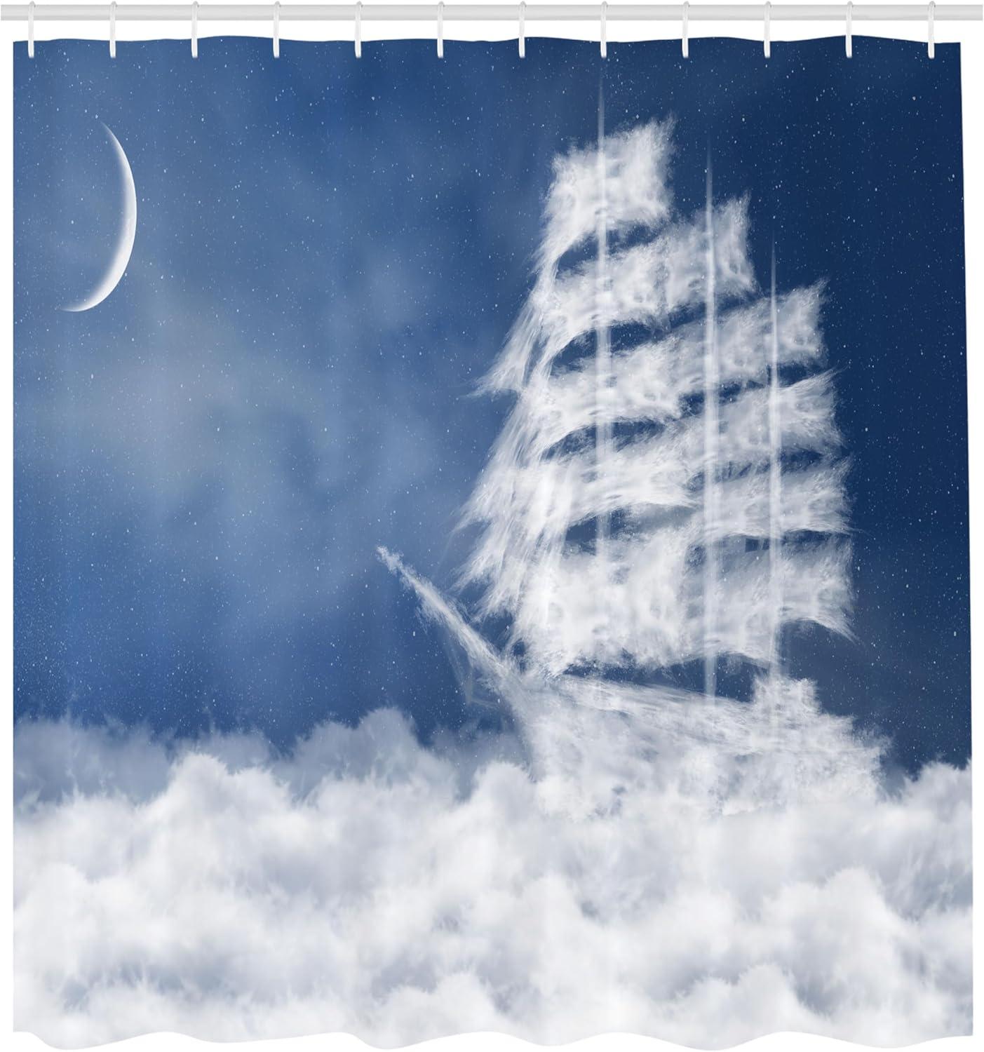 imageAmbesonne Anchor Shower Curtain Marine Sailing Sea Symbol and Grungy Rustic Planks in a Neutral Camo Tone Cloth Fabric Drape for Sea Themed Bathroom Decor Set with Hooks 69quot W x 75quot L Green KhakiBlue Cream