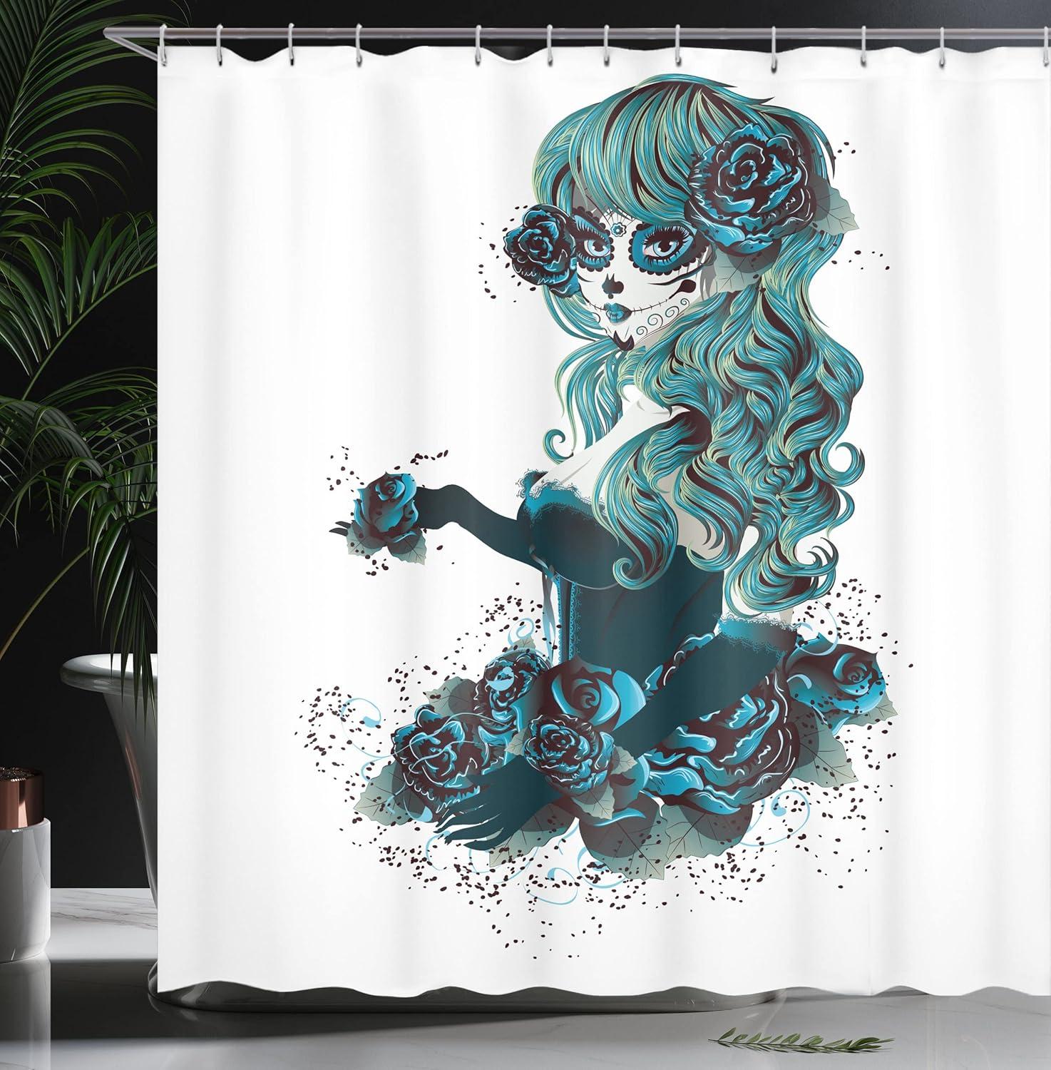 imageAmbesonne Anchor Shower Curtain Marine Sailing Sea Symbol and Grungy Rustic Planks in a Neutral Camo Tone Cloth Fabric Drape for Sea Themed Bathroom Decor Set with Hooks 69quot W x 75quot L Green KhakiPetrol Blue White