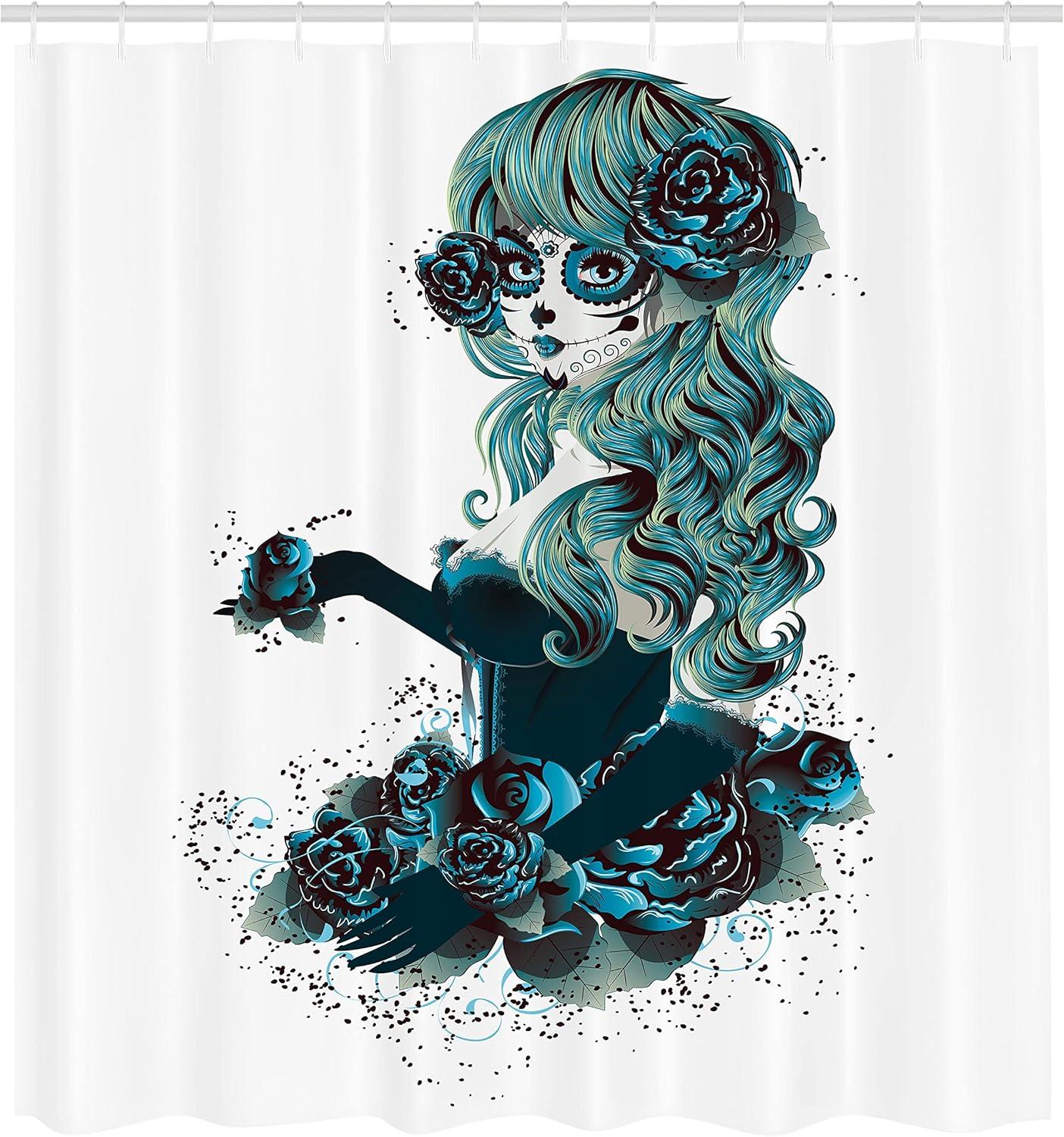 imageAmbesonne Anchor Shower Curtain Marine Sailing Sea Symbol and Grungy Rustic Planks in a Neutral Camo Tone Cloth Fabric Drape for Sea Themed Bathroom Decor Set with Hooks 69quot W x 75quot L Green KhakiPetrol Blue White