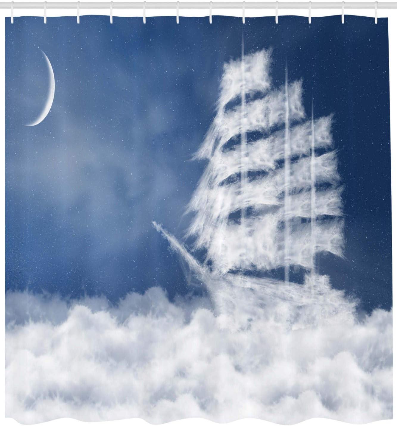 imageAmbesonne Anchor Shower Curtain Marine Sailing Sea Symbol and Grungy Rustic Planks in a Neutral Camo Tone Cloth Fabric Drape for Sea Themed Bathroom Decor Set with Hooks 69quot W x 75quot L Green KhakiBlue Cream