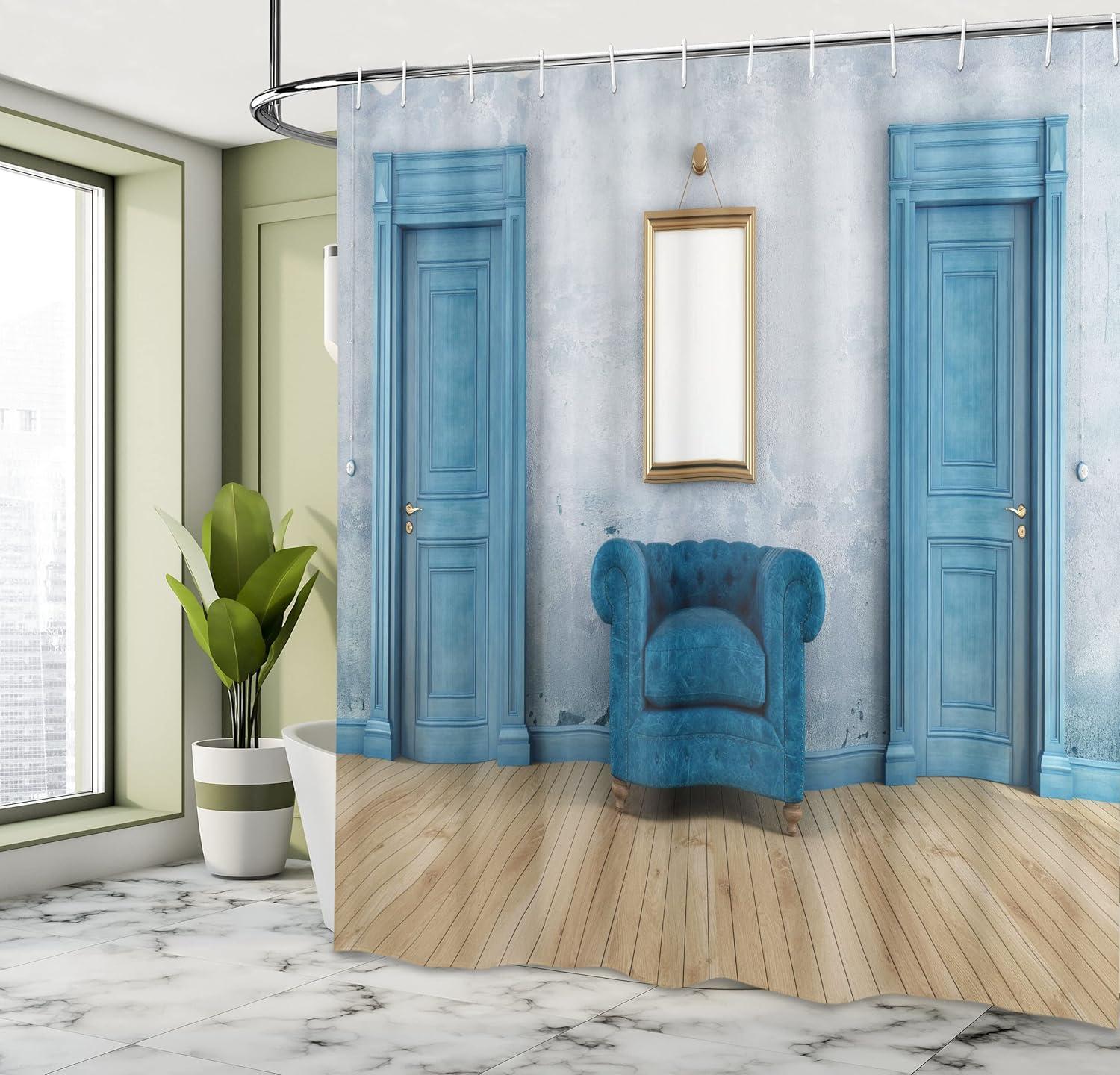 imageAmbesonne Anchor Shower Curtain Marine Sailing Sea Symbol and Grungy Rustic Planks in a Neutral Camo Tone Cloth Fabric Drape for Sea Themed Bathroom Decor Set with Hooks 69quot W x 75quot L Green KhakiBlue Sand Brown