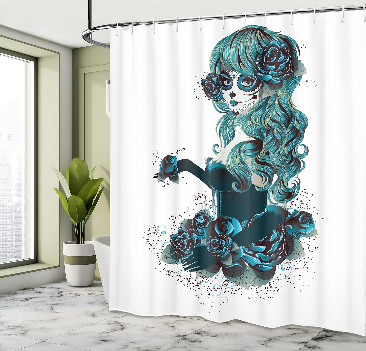 imageAmbesonne Anchor Shower Curtain Marine Sailing Sea Symbol and Grungy Rustic Planks in a Neutral Camo Tone Cloth Fabric Drape for Sea Themed Bathroom Decor Set with Hooks 69quot W x 75quot L Green KhakiPetrol Blue White
