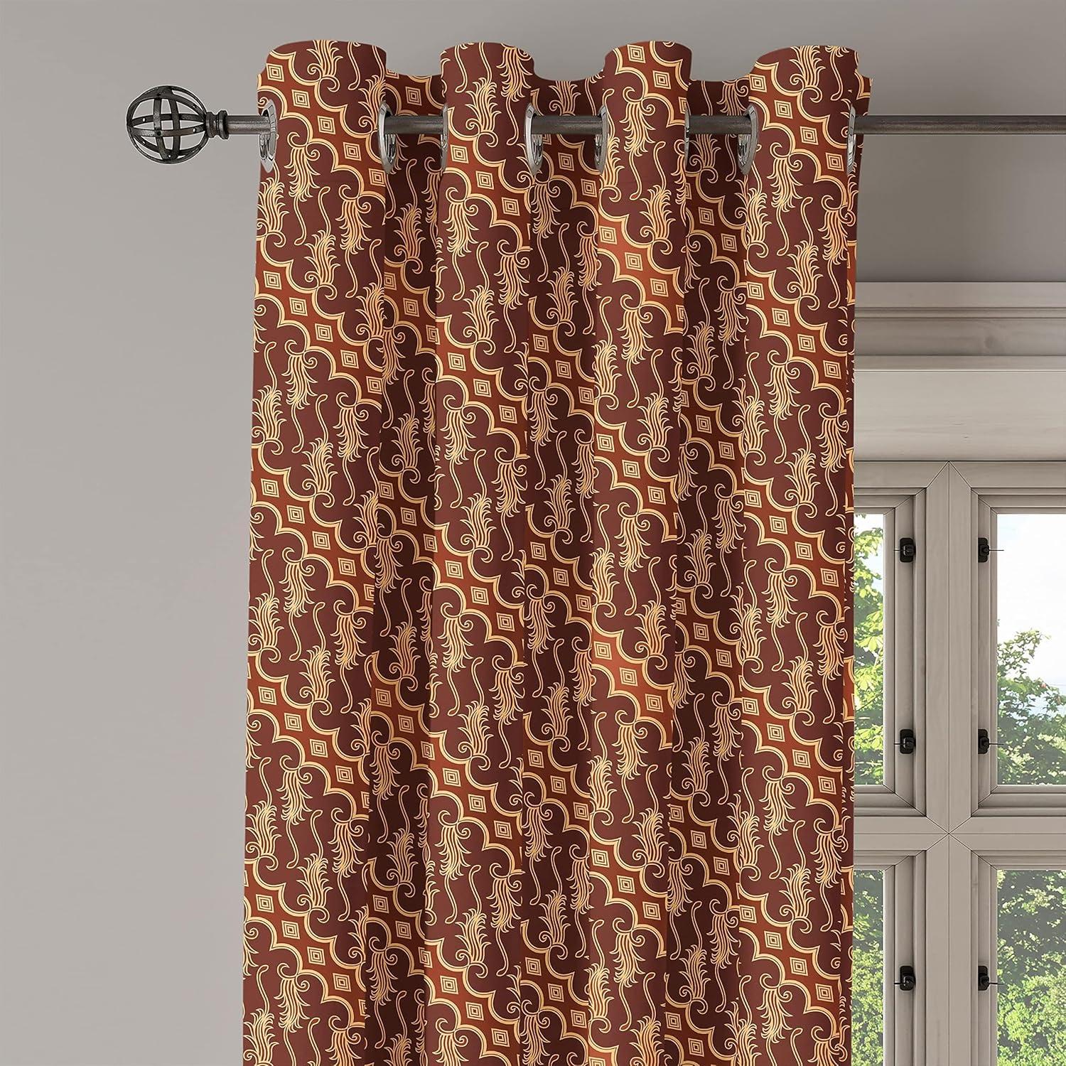 imageAmbesonne Brown Grommet Curtain Batik Parang Barong Diagonal Pattern Indonesian Culture and Art Design Decorative 2Panel Window Drapes for Bedroom Living Room 50quot x 84quot Brown Apricot CaramelBrown Apricot Caramel