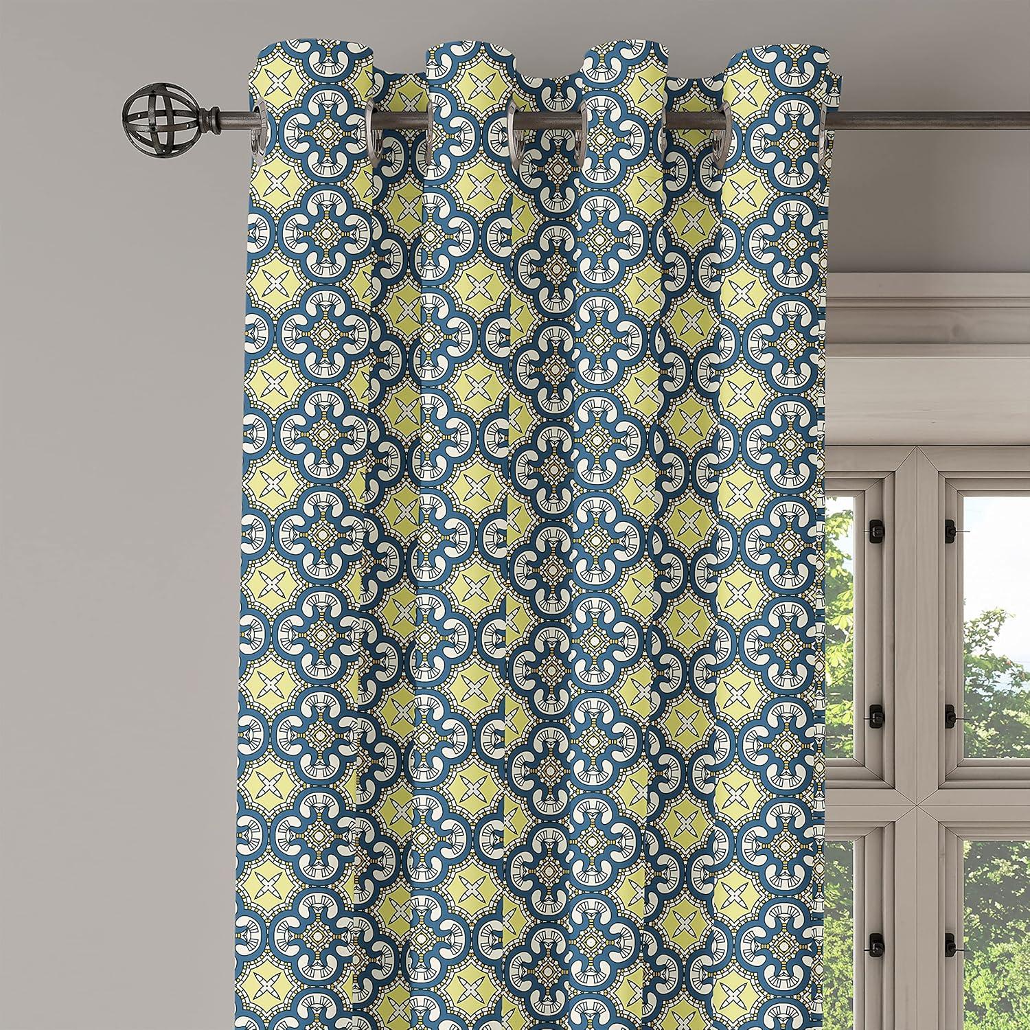 imageAmbesonne Brown Grommet Curtain Batik Parang Barong Diagonal Pattern Indonesian Culture and Art Design Decorative 2Panel Window Drapes for Bedroom Living Room 50quot x 84quot Brown Apricot CaramelPale Yellow Dark Blue