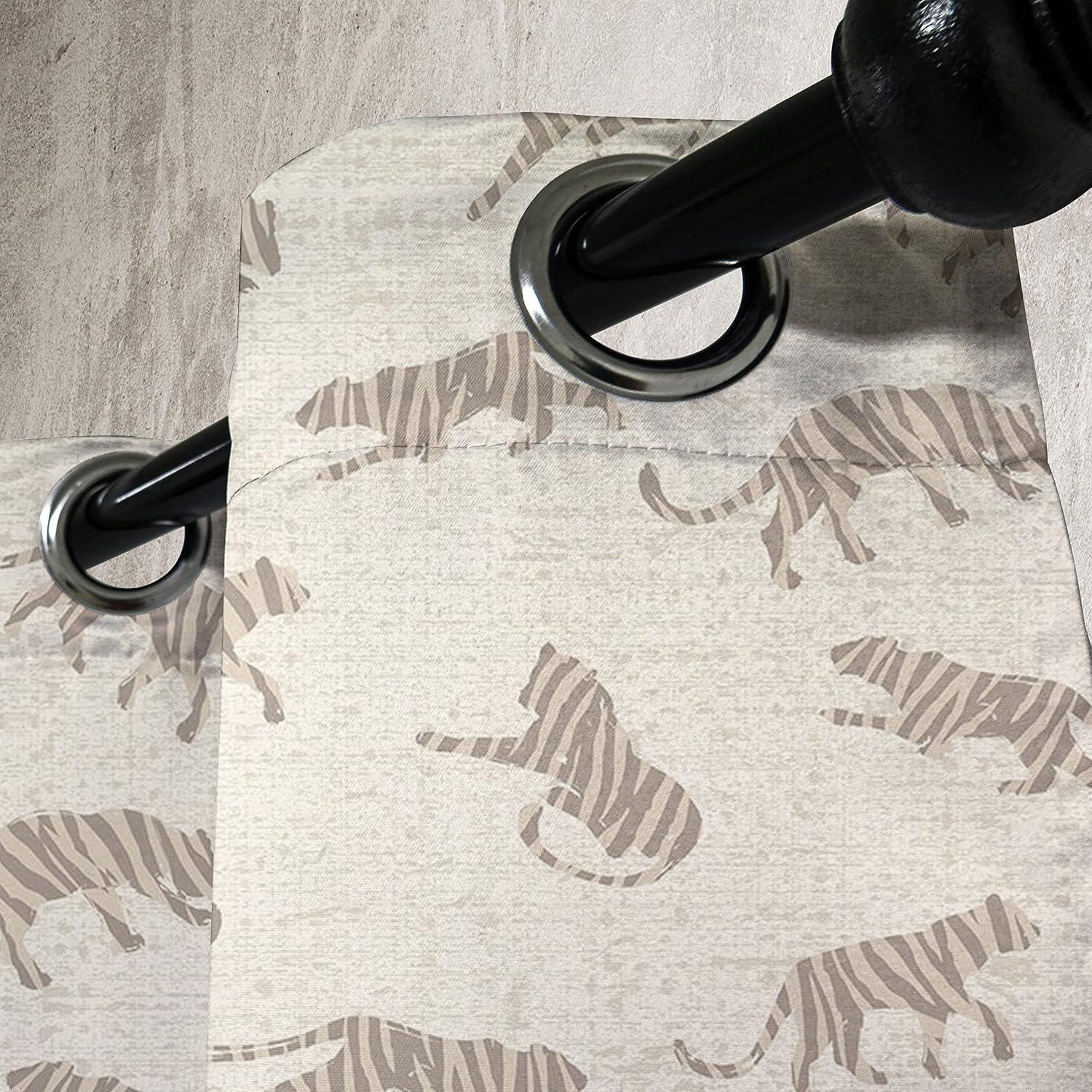 imageAmbesonne Exotic Grommet Curtain Minimal Neutral Animal Print with Tiger Silhouettes Pattern Jungle Cat Decorative Single Panel Drapes for Bedroom Living Room 50quot x 96quot Eggshell Warm Taupe TanEggshell Warm Taupe Tan