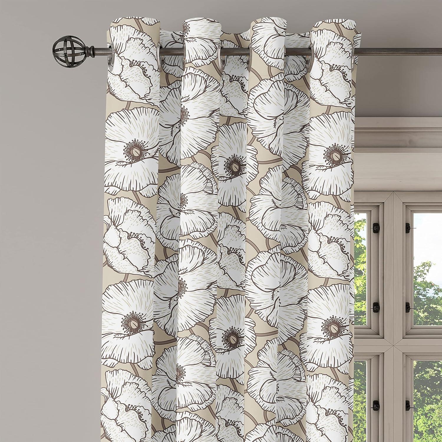 imageAmbesonne Exotic Grommet Curtain Minimal Neutral Animal Print with Tiger Silhouettes Pattern Jungle Cat Decorative Single Panel Drapes for Bedroom Living Room 50quot x 96quot Eggshell Warm Taupe TanDark Eggshell Brown White