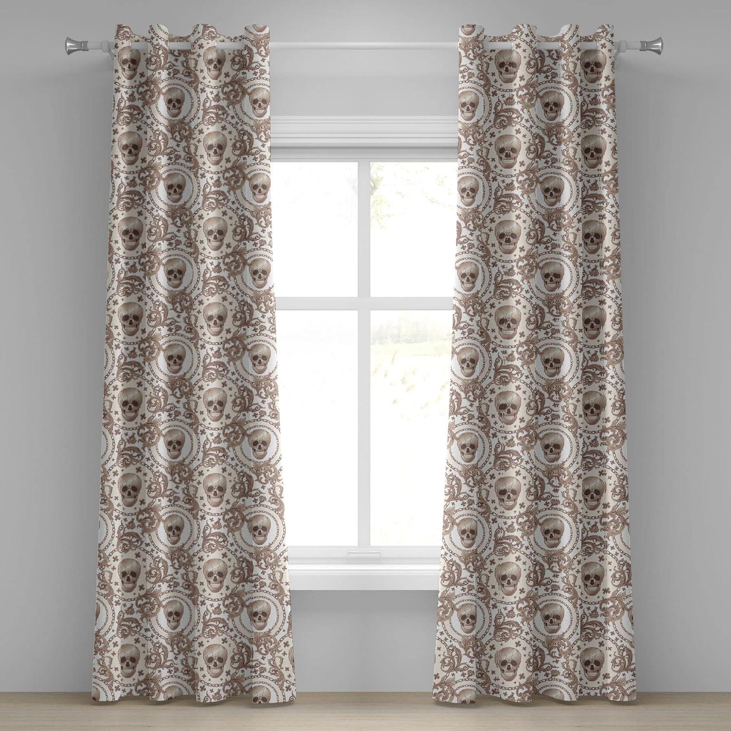 imageAmbesonne Exotic Grommet Curtain Minimal Neutral Animal Print with Tiger Silhouettes Pattern Jungle Cat Decorative Single Panel Drapes for Bedroom Living Room 50quot x 96quot Eggshell Warm Taupe TanIvory Cocoa and Pale Brown