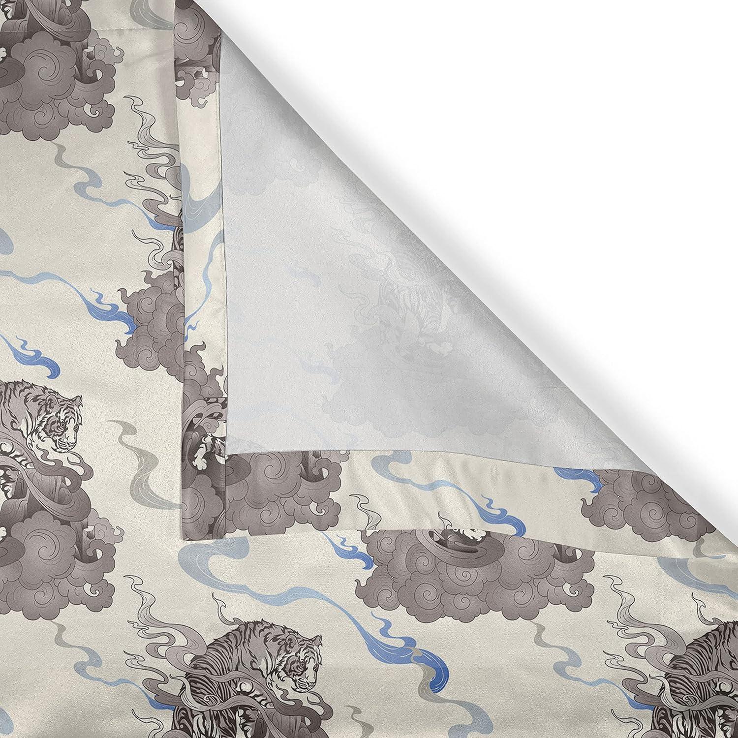 imageAmbesonne Exotic Grommet Curtain Minimal Neutral Animal Print with Tiger Silhouettes Pattern Jungle Cat Decorative Single Panel Drapes for Bedroom Living Room 50quot x 96quot Eggshell Warm Taupe TanIvory Cocoa and Ceil Blue