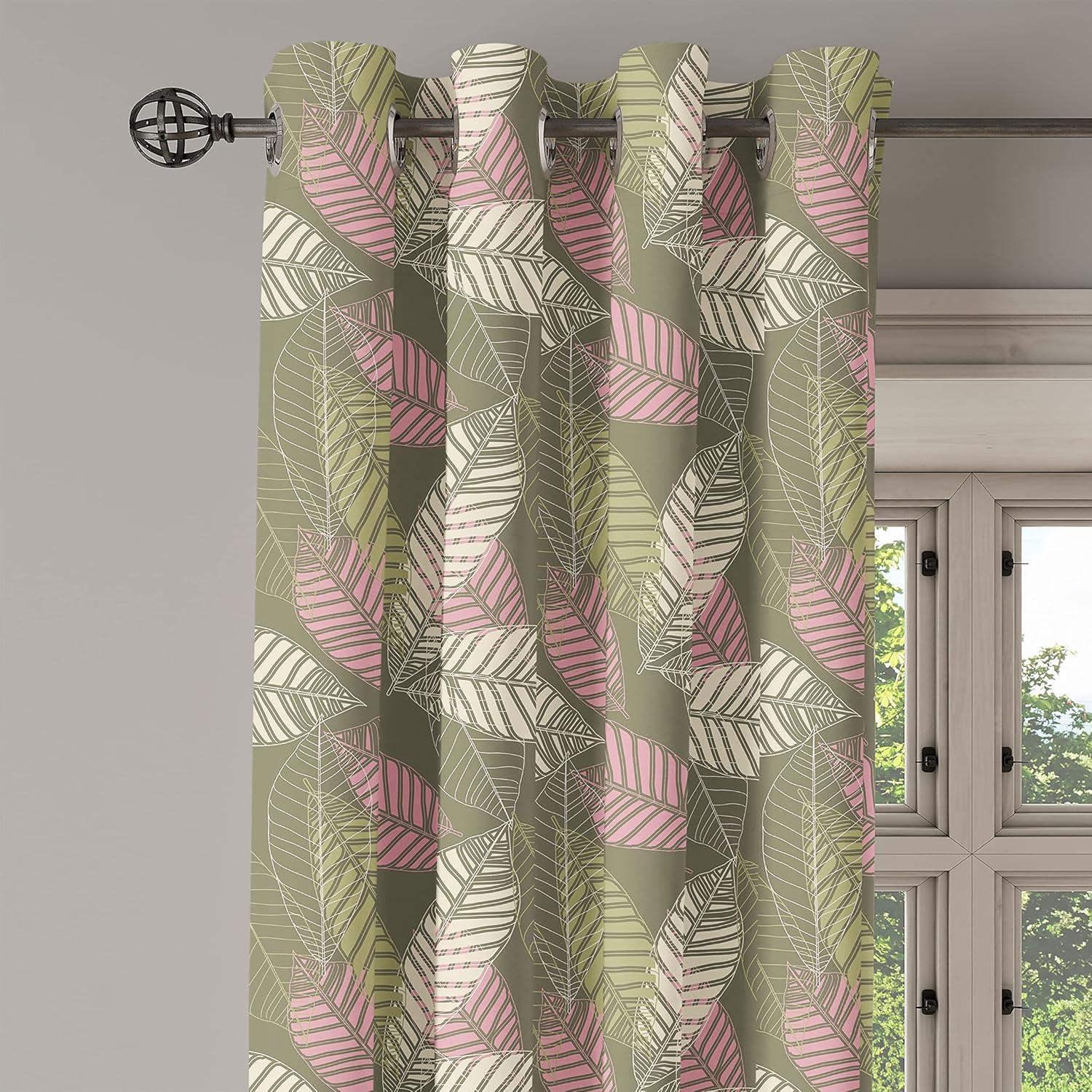 imageAmbesonne Exotic Grommet Curtain Minimal Neutral Animal Print with Tiger Silhouettes Pattern Jungle Cat Decorative Single Panel Drapes for Bedroom Living Room 50quot x 96quot Eggshell Warm Taupe TanGreen Brown Pale Pink