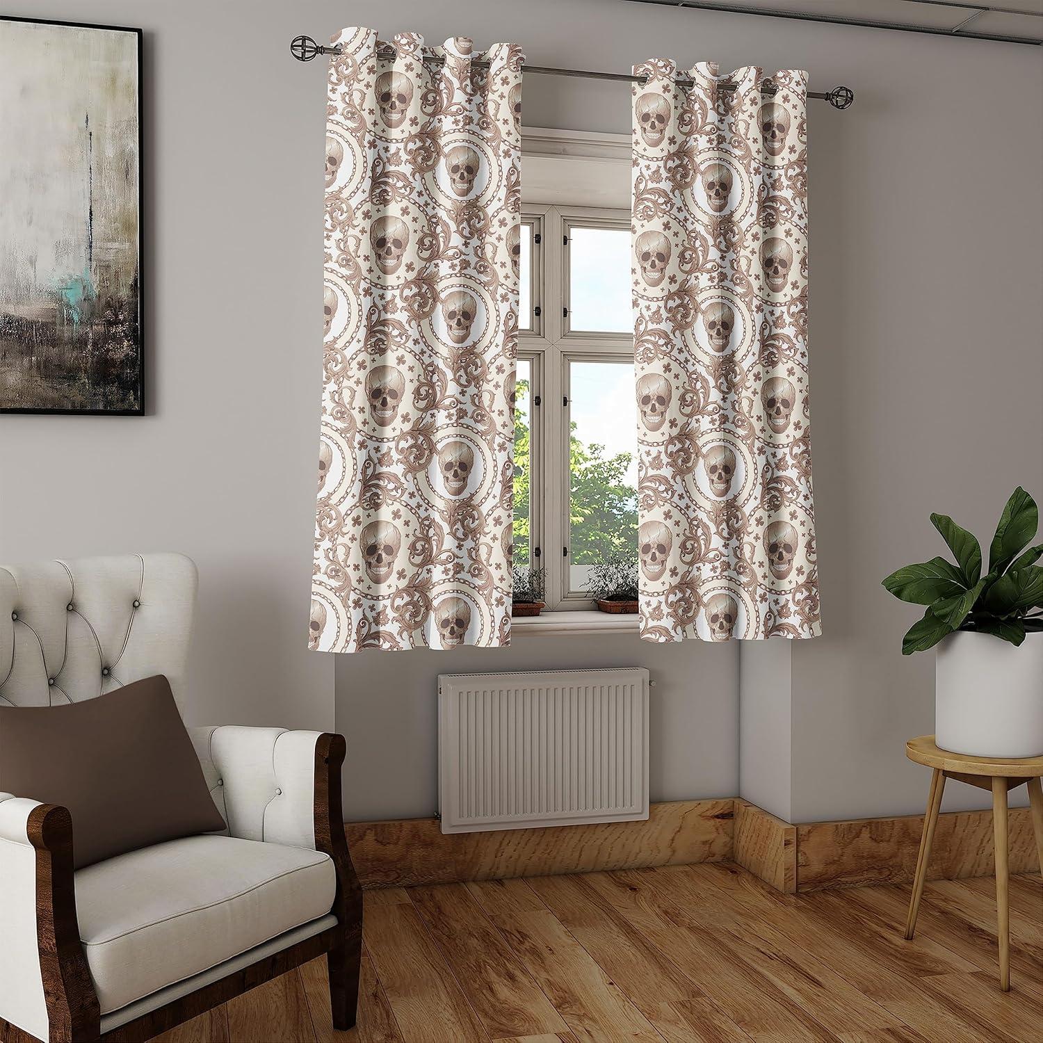 imageAmbesonne Exotic Grommet Curtain Minimal Neutral Animal Print with Tiger Silhouettes Pattern Jungle Cat Decorative Single Panel Drapes for Bedroom Living Room 50quot x 96quot Eggshell Warm Taupe TanIvory Cocoa and Pale Brown