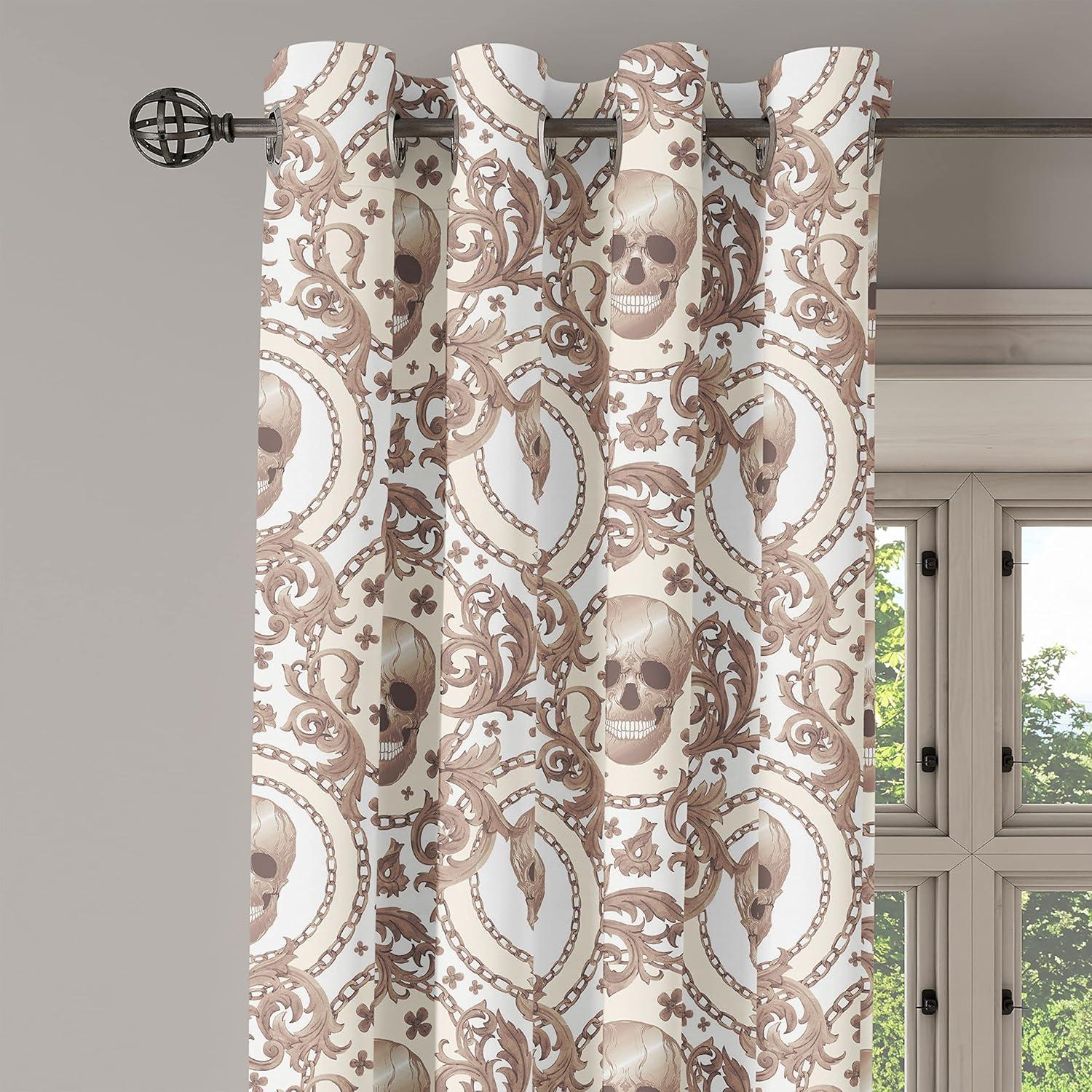 imageAmbesonne Exotic Grommet Curtain Minimal Neutral Animal Print with Tiger Silhouettes Pattern Jungle Cat Decorative Single Panel Drapes for Bedroom Living Room 50quot x 96quot Eggshell Warm Taupe TanIvory Cocoa and Pale Brown