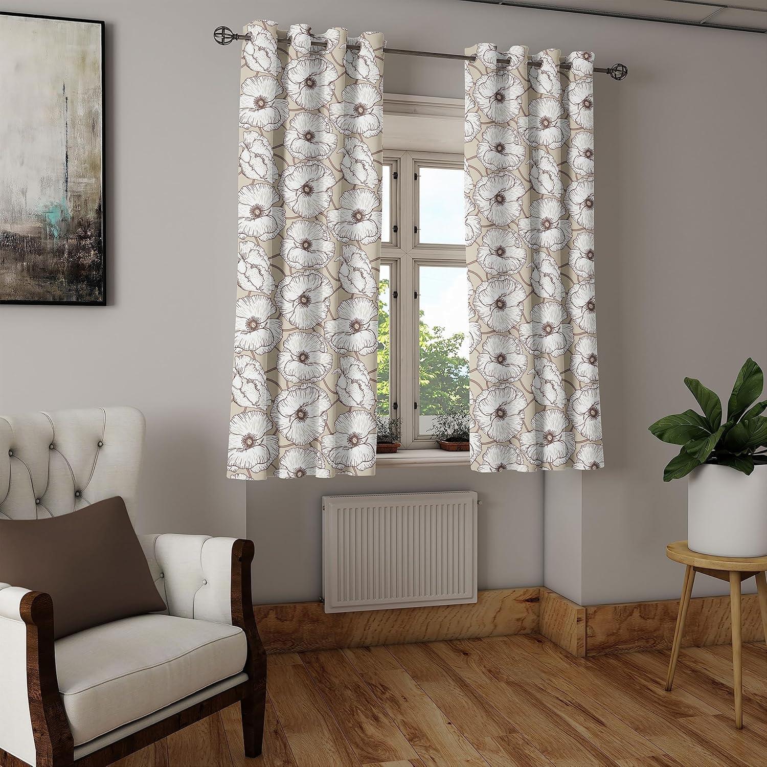 imageAmbesonne Exotic Grommet Curtain Minimal Neutral Animal Print with Tiger Silhouettes Pattern Jungle Cat Decorative Single Panel Drapes for Bedroom Living Room 50quot x 96quot Eggshell Warm Taupe TanDark Eggshell Brown White
