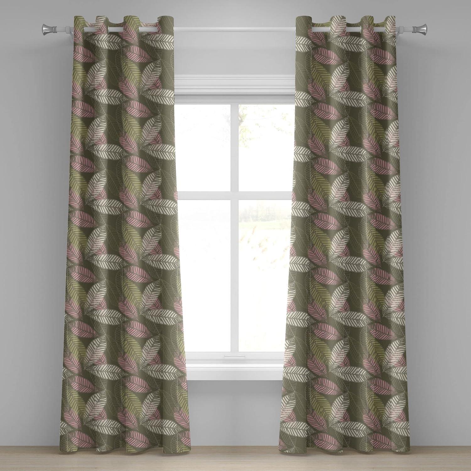 imageAmbesonne Exotic Grommet Curtain Minimal Neutral Animal Print with Tiger Silhouettes Pattern Jungle Cat Decorative Single Panel Drapes for Bedroom Living Room 50quot x 96quot Eggshell Warm Taupe TanGreen Brown Pale Pink