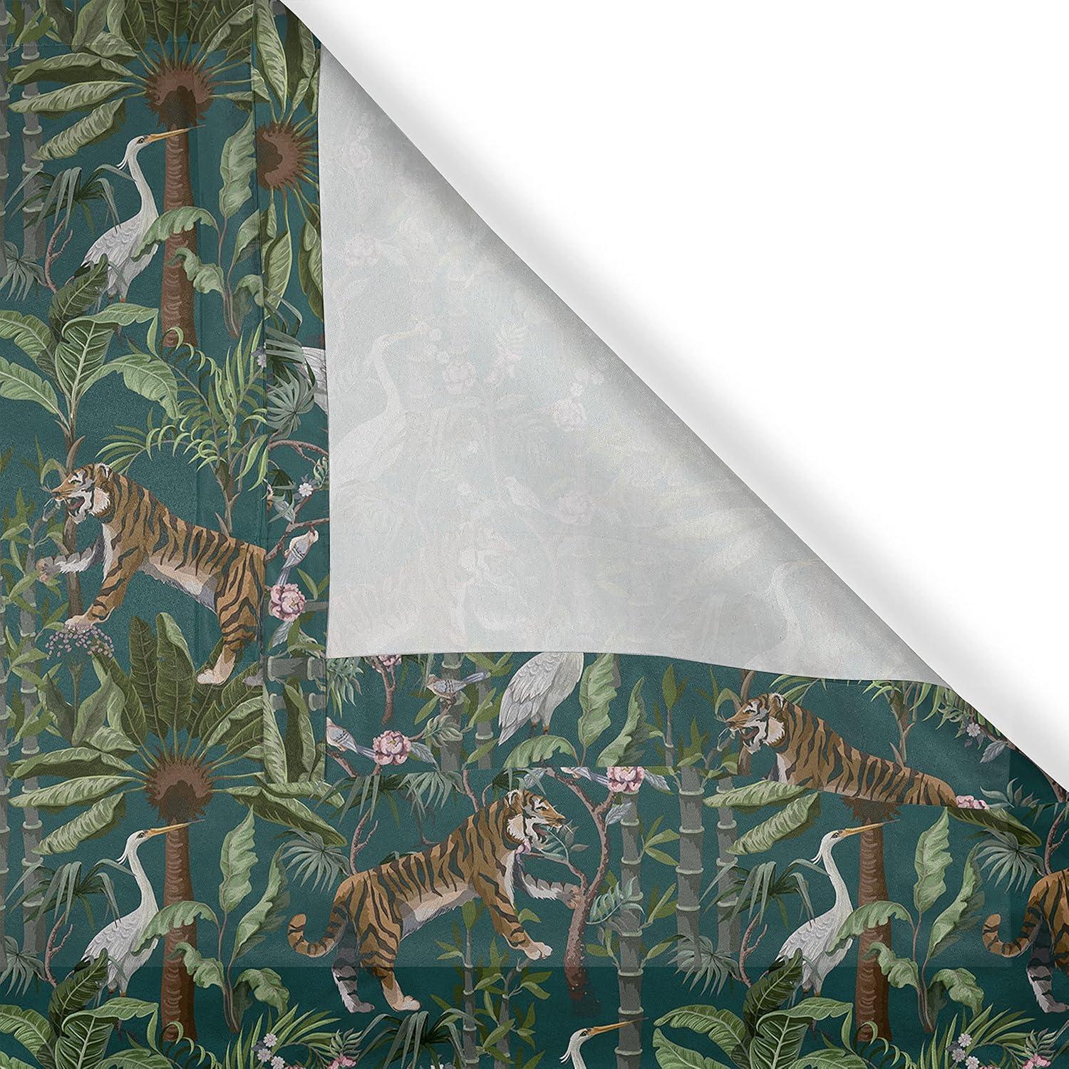 imageAmbesonne Exotic Grommet Curtain Minimal Neutral Animal Print with Tiger Silhouettes Pattern Jungle Cat Decorative Single Panel Drapes for Bedroom Living Room 50quot x 96quot Eggshell Warm Taupe TanGreen Teal and Ginger