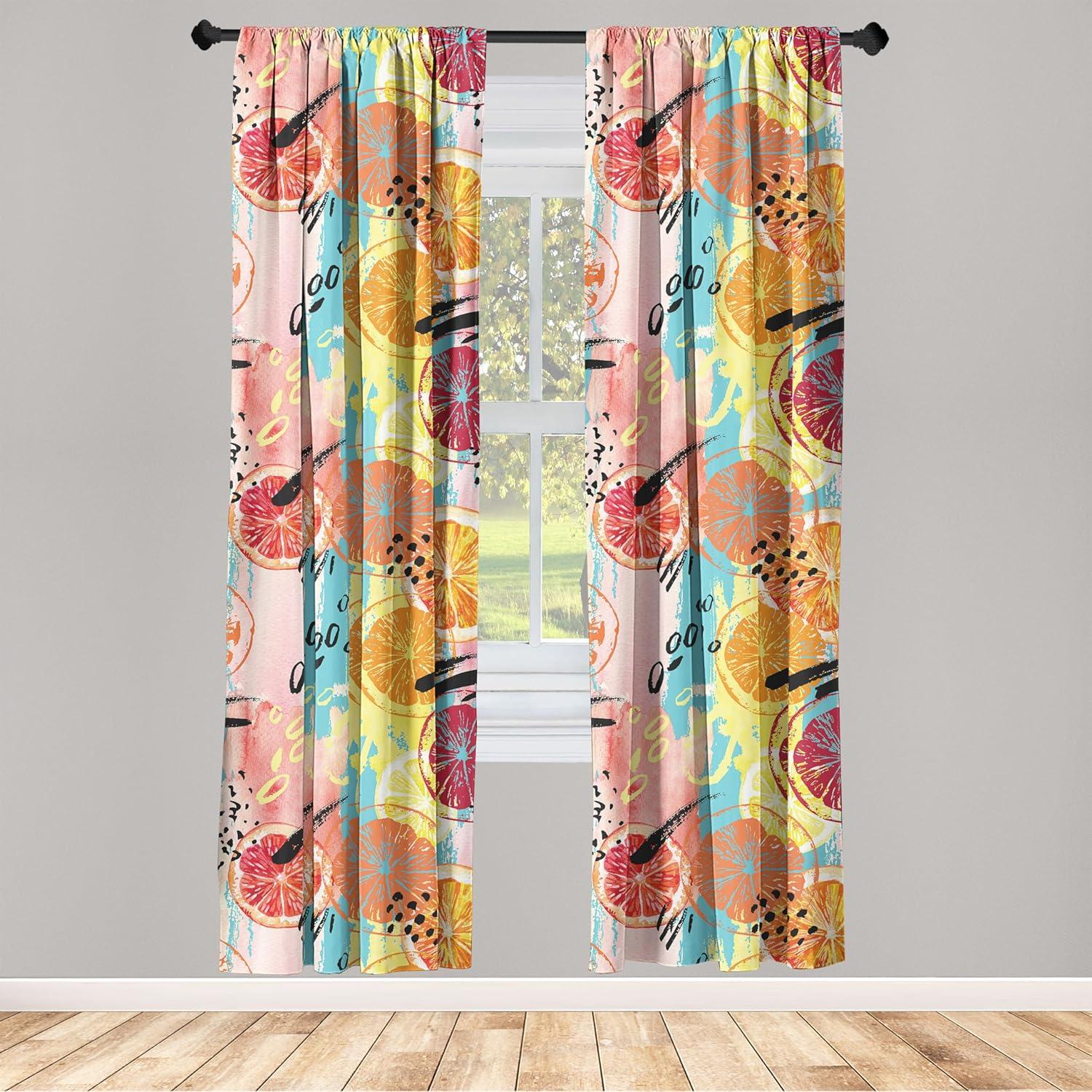 imageAmbesonne Floral Design Curtains Retro Drawings of Spring Feels Flowers Boho with Neutral Leaves Window Treatments 2 Panel Set for Living Room Bedroom Pair of 28quot x 63quot Deep Sky Blue Pale GreyPale Pink Multicolor