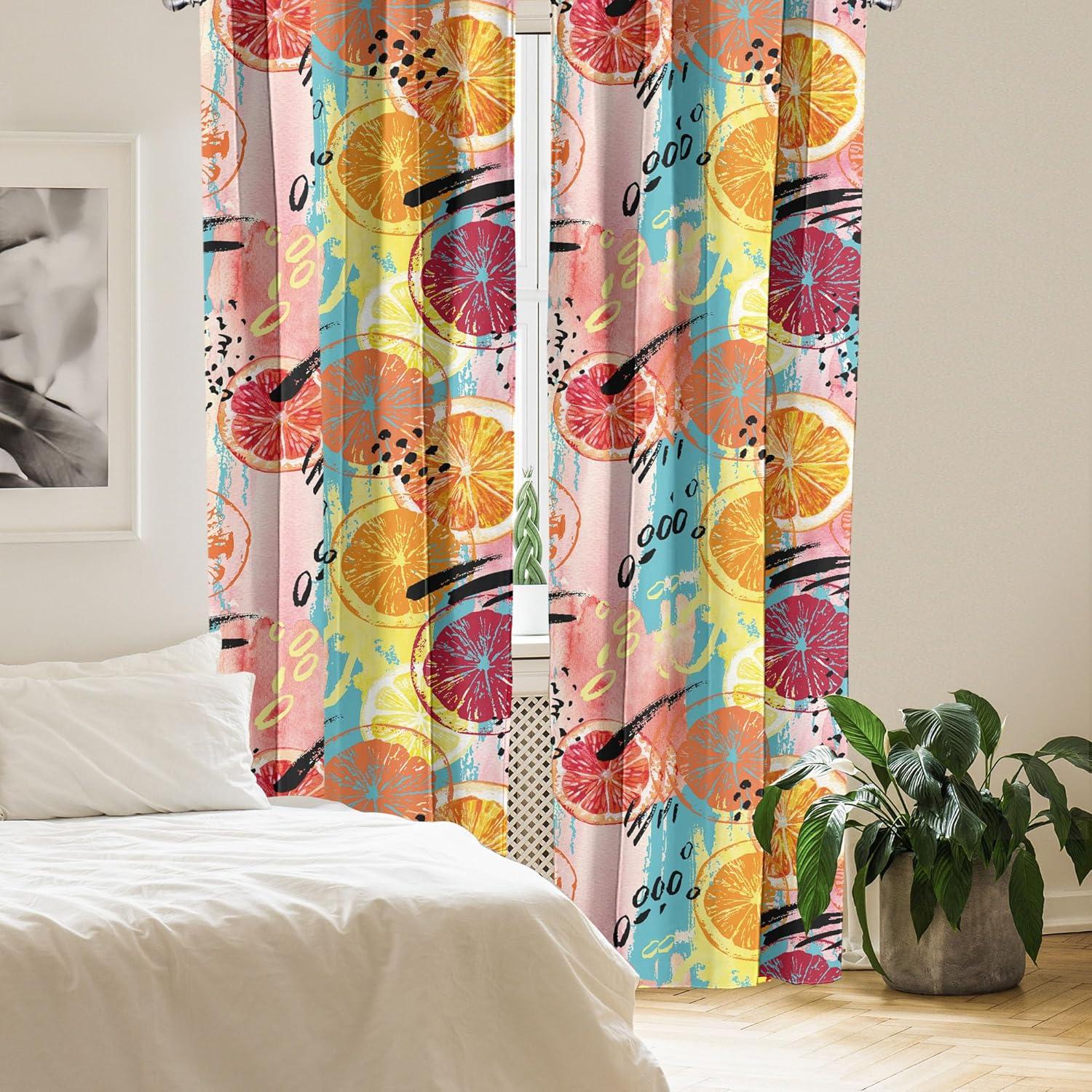 imageAmbesonne Floral Design Curtains Retro Drawings of Spring Feels Flowers Boho with Neutral Leaves Window Treatments 2 Panel Set for Living Room Bedroom Pair of 28quot x 63quot Deep Sky Blue Pale GreyPale Pink Multicolor