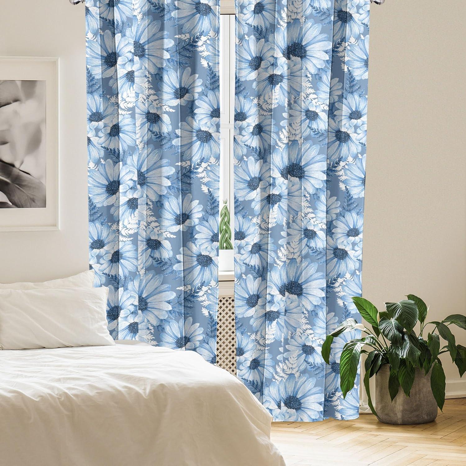 imageAmbesonne Floral Design Curtains Retro Drawings of Spring Feels Flowers Boho with Neutral Leaves Window Treatments 2 Panel Set for Living Room Bedroom Pair of 28quot x 63quot Deep Sky Blue Pale GreyLavender Blue Blue Grey