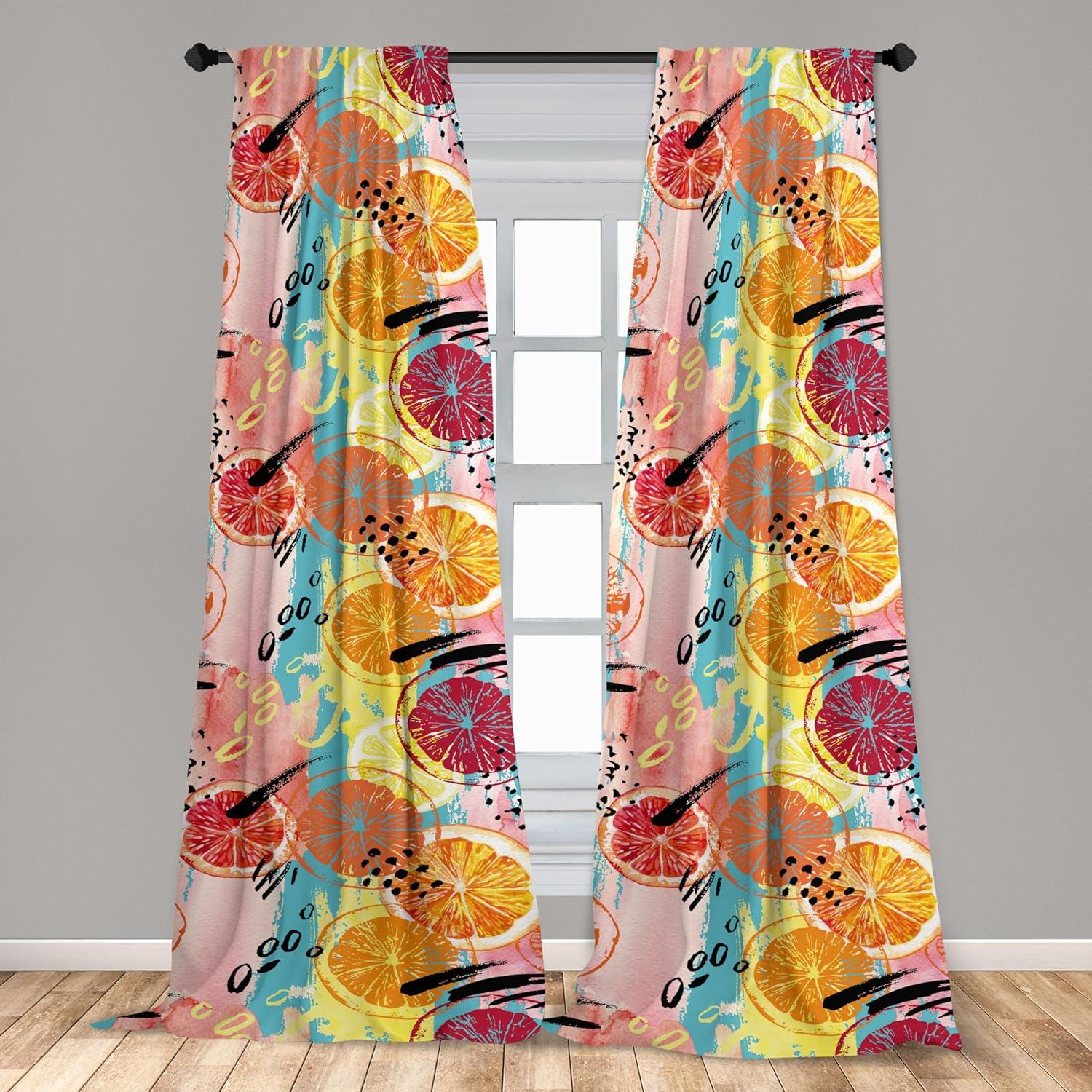 imageAmbesonne Floral Design Curtains Retro Drawings of Spring Feels Flowers Boho with Neutral Leaves Window Treatments 2 Panel Set for Living Room Bedroom Pair of 28quot x 63quot Deep Sky Blue Pale GreyPale Pink Multicolor